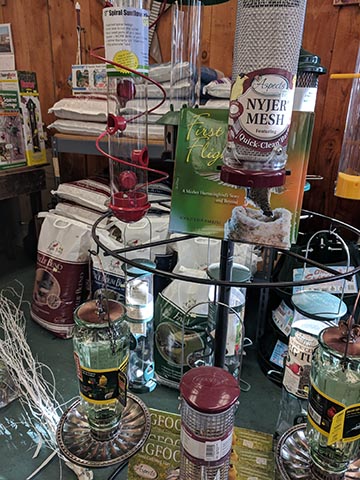 a variety of bird feeders