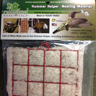 Hummer Helper Nesting Material. Invite hummingbirds to nest in your yard! Lots of other birds use it too.