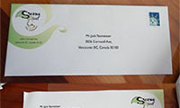 Steamy Leaf trade dress: an envelope and letterhead